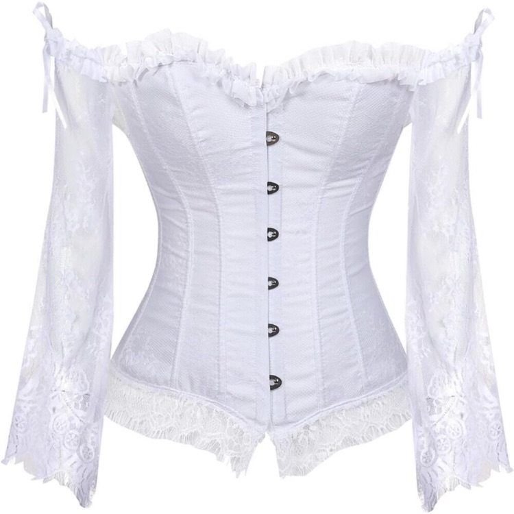 Women White Corsets Renaissance Corset Strap Costumes Princess Overbust
